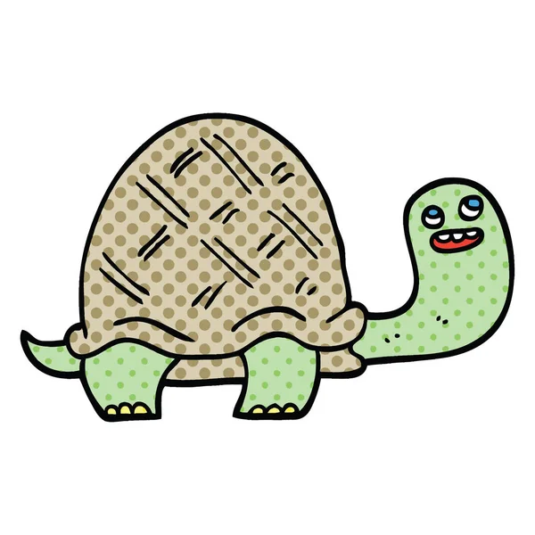 Comic Book Stijl Cartoon Gelukkig Schildpad — Stockvector