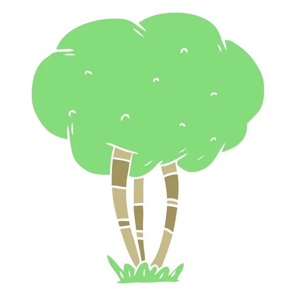 Flat Color Style Cartoon Tree — Stock Vector