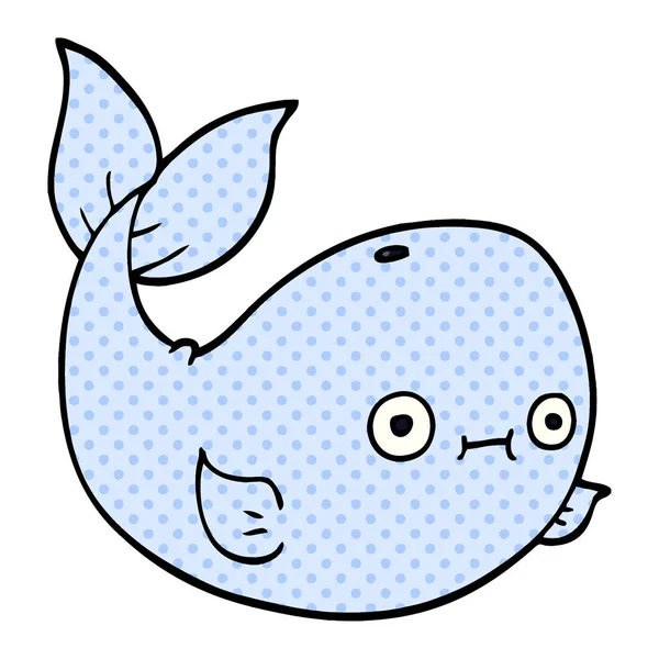 Dessin Animé Doodle Baleine Mer — Image vectorielle