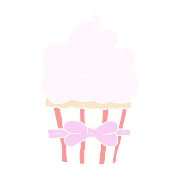 Flat Color Style Cartoon Cupcake — Stock Vector