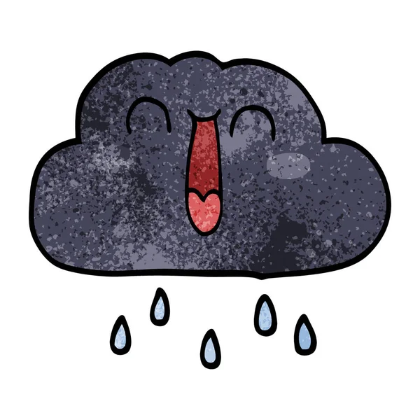 Dessin Animé Gribouille Nuage Pluie Heureux — Image vectorielle