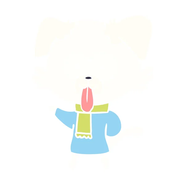 平板彩色动画片狗在冬天的衣服 — 图库矢量图片