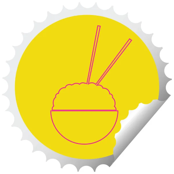 Rice Bowl Circular Peeling Sticker Vector Illustration — Stock Vector