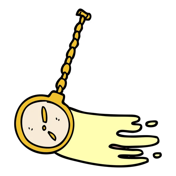 Cartoon Doodle Swinging Gold Watch — Stock Vector