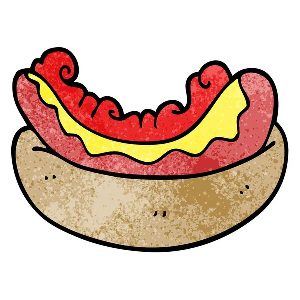 Cachorro Quente Doodle Desenhos Animados Pão — Vetor de Stock