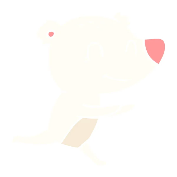 跑步北极熊平板彩色动画片 — 图库矢量图片