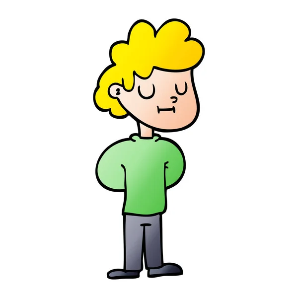 Vector Kleurovergang Illustratie Cartoon Gelukkige Jongen — Stockvector