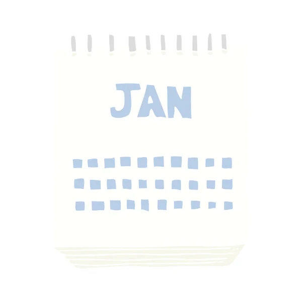 Illustration Couleur Plate Calendrier Montrant Mois Janvier — Image vectorielle