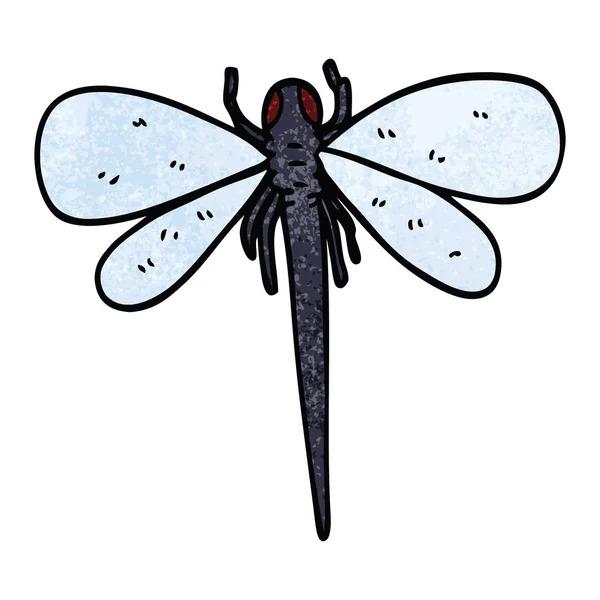 Kreskówka Doodle Dragonfly Płaskie Ikona Białym Tle Białym Tle Wektor — Wektor stockowy