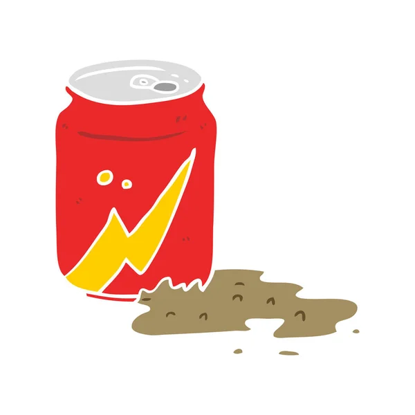 Flat Color Style Cartoon Soda Can — Stock Vector