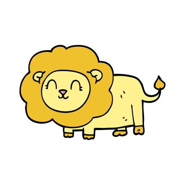 Cartoon Doodle Lion Isolated White Background — Stock Vector