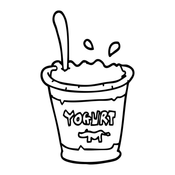 Iogurte Desenho Animado Preto Branco — Vetor de Stock