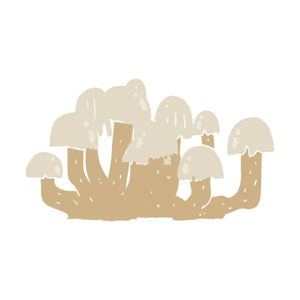Flat Color Illustration Mushroom — Stock Vector