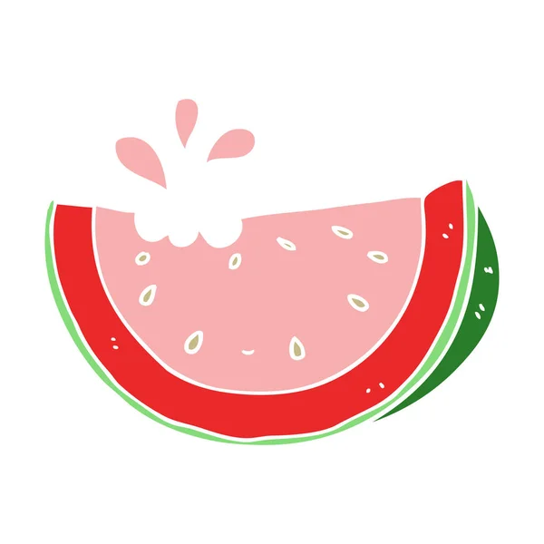 Platt Färg Stil Tecknad Vattenmelon — Stock vektor