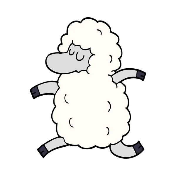 Dessin Animé Doodle Moutons Courir — Image vectorielle