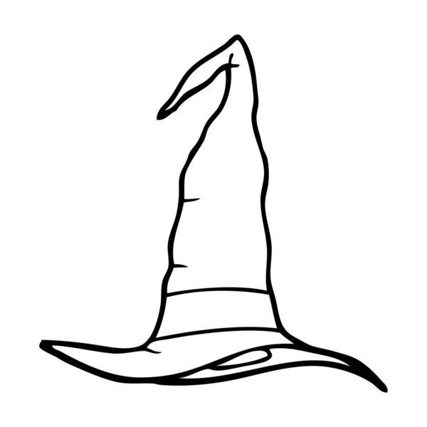 Desenho Linha Chapéu Bruxa Desenhos Animados — Vetor de Stock
