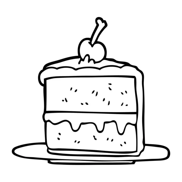 Line Drawing Cartoon Chocolate Cake — Stock Vector
