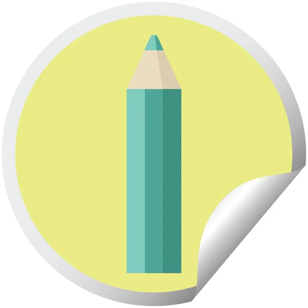 Green Coloring Pencil Graphic Vector Illustration Circular Sticker — Stock Vector