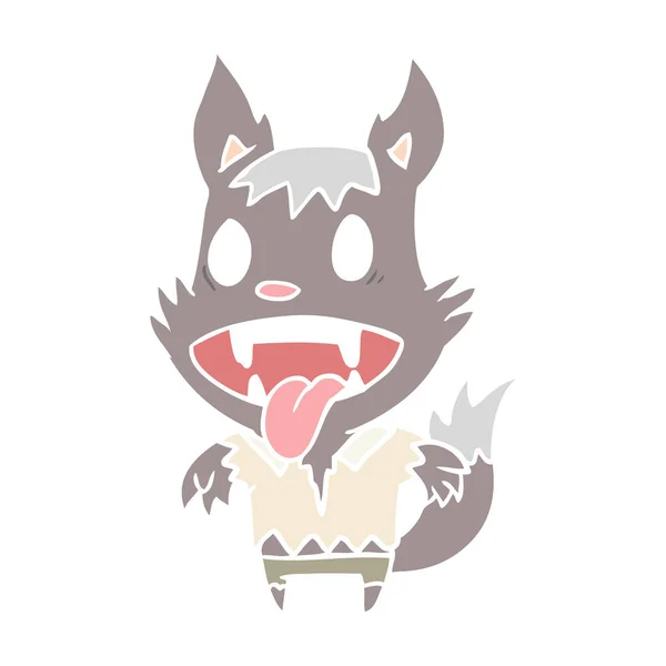 Loup Garou Dessin Animé Style Plat Couleur — Image vectorielle