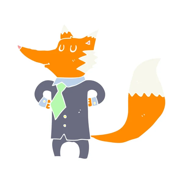 Flache Farbe Stil Cartoon Fox Geschäftsmann — Stockvektor
