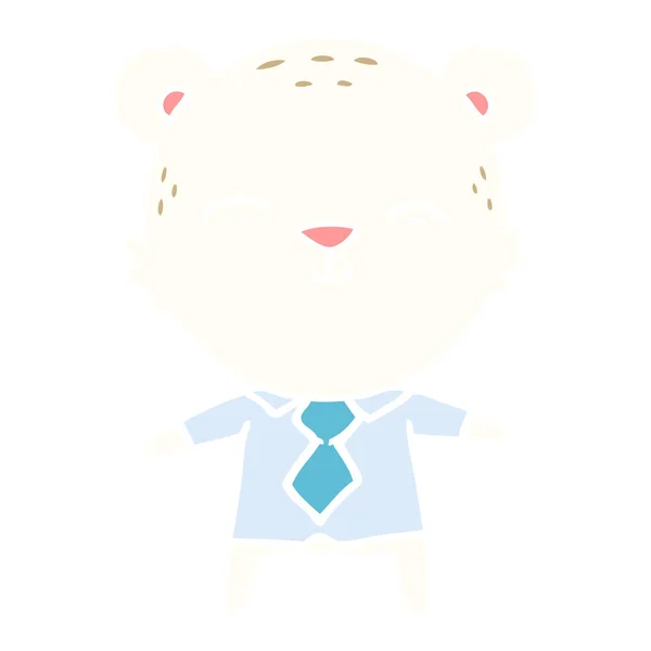 Glücklich Flache Farbe Stil Karikatur Eisbär Büroangestellte — Stockvektor