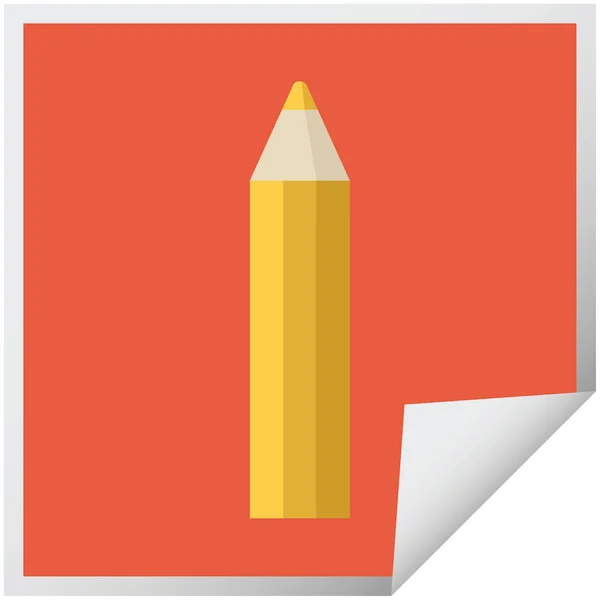 Oranje Kleuren Potlood Grafische Vector Illustratie Vierkante Sticker — Stockvector