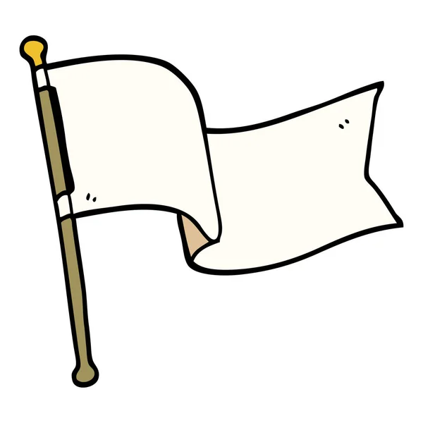 Kreslené Mávat Bílou Vlajkou Doodle — Stockový vektor