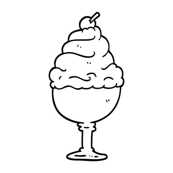 Helado Dibujos Animados Blanco Negro — Vector de stock