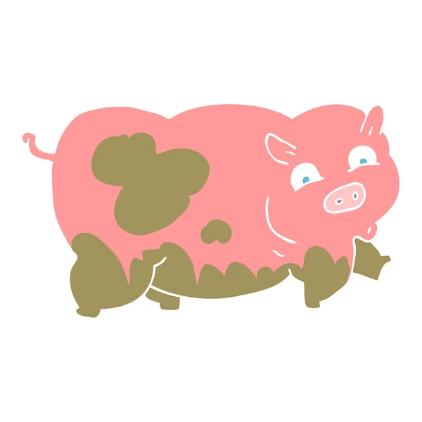 猪的扁平颜色例证 — 图库矢量图片