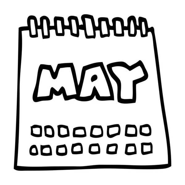 Kreslení Čar Kreslený Kalendář Zobrazeno Měsíc Květen — Stockový vektor