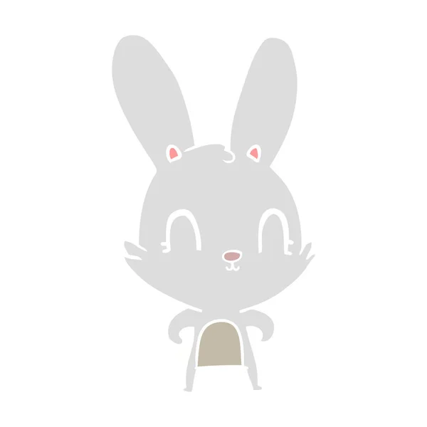 Mignon Plat Couleur Style Dessin Animé Lapin — Image vectorielle