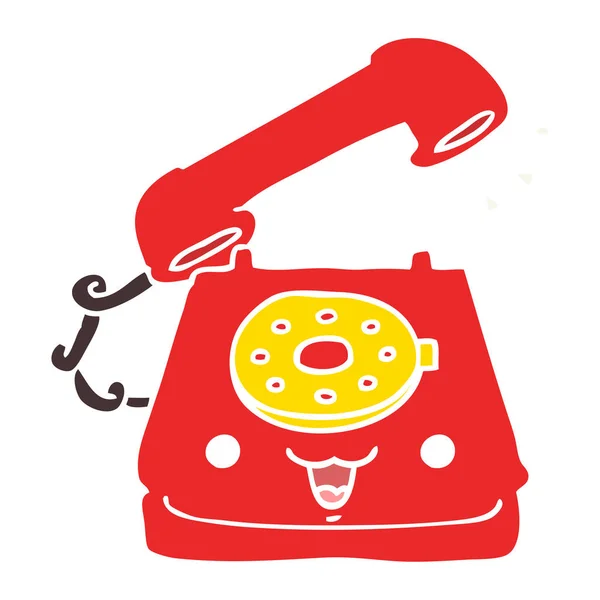 Χαριτωμένο Επίπεδη Χρώμα Στυλ Καρτούν Τηλέφωνο — Διανυσματικό Αρχείο