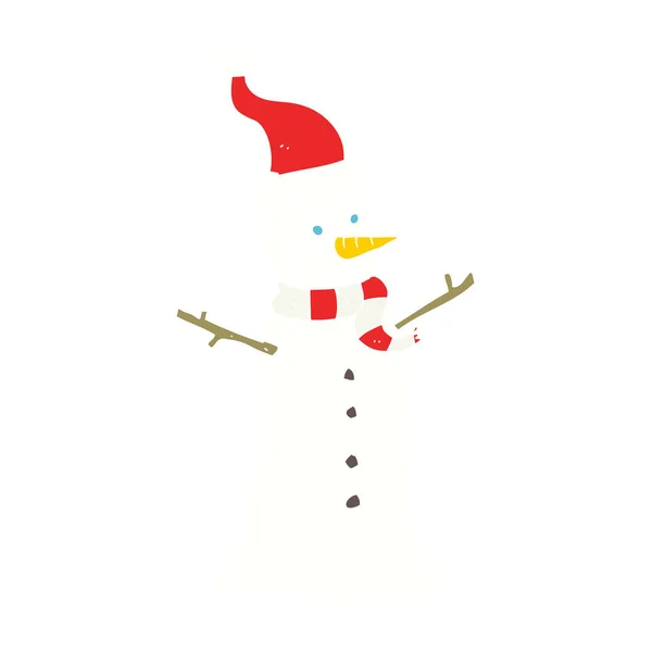 Ilustração Cor Plana Boneco Neve —  Vetores de Stock