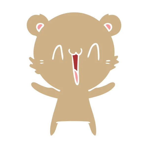 Feliz Urso Desenho Animado Estilo Cor Plana —  Vetores de Stock