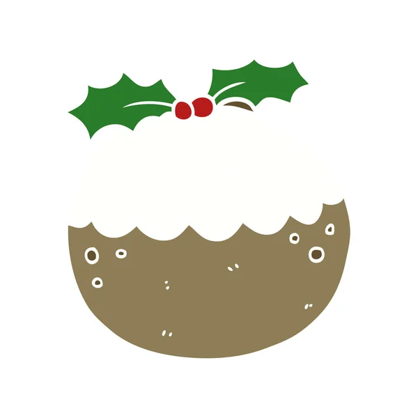 Flat Color Style Cartoon Christmas Pudding — Stock Vector