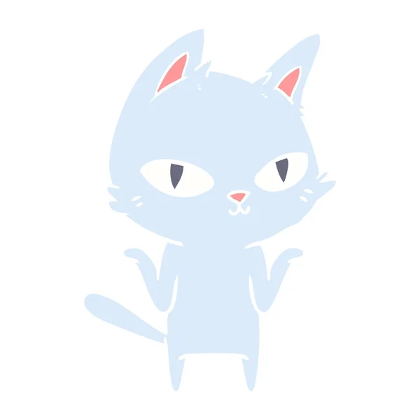 Flat Color Style Cartoon Cat Staring — Stock Vector