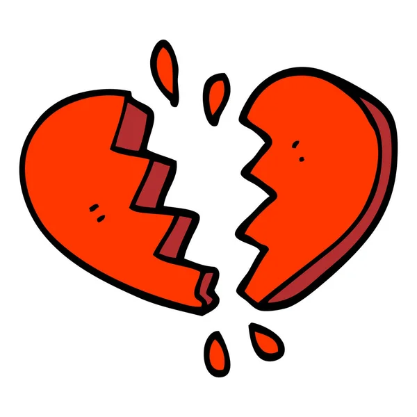 Cartoon Doodle Broken Heart — Stock Vector