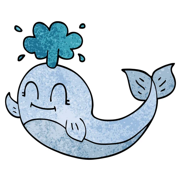 Dessin Animé Gribouille Une Baleine Heureuse — Image vectorielle