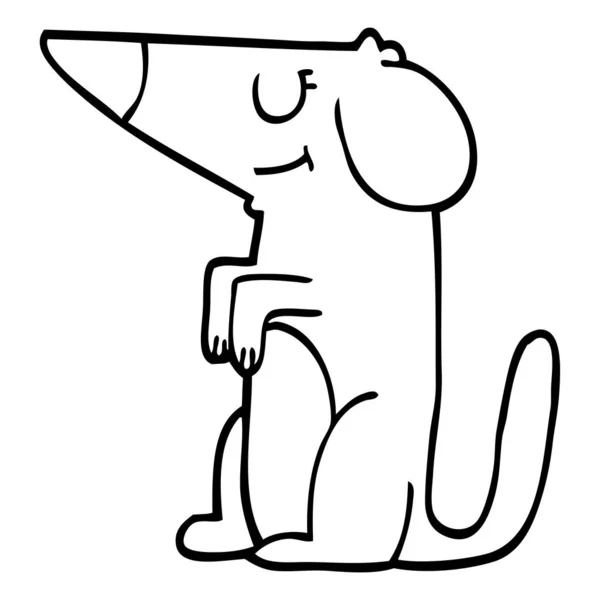 Dessin Ligne Dessin Animé Chien Bien Comporté — Image vectorielle