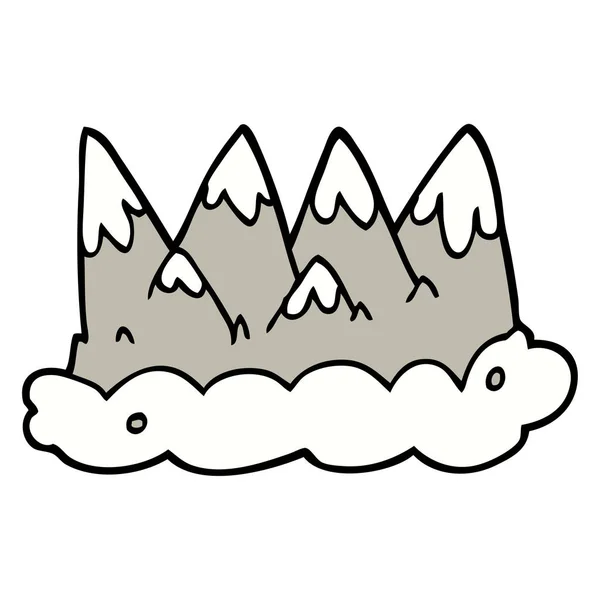 Disegnato Mano Stile Doodle Montagne Dei Cartoni Animati — Vettoriale Stock