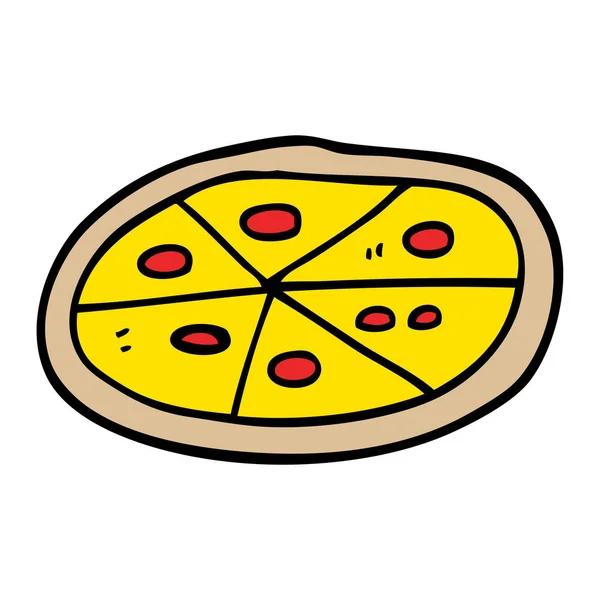 Pizza Doodle Kreskówka Białym Tle — Wektor stockowy