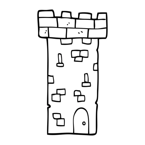 Линия Рисования Мультяшный Замок Башня — стоковый вектор