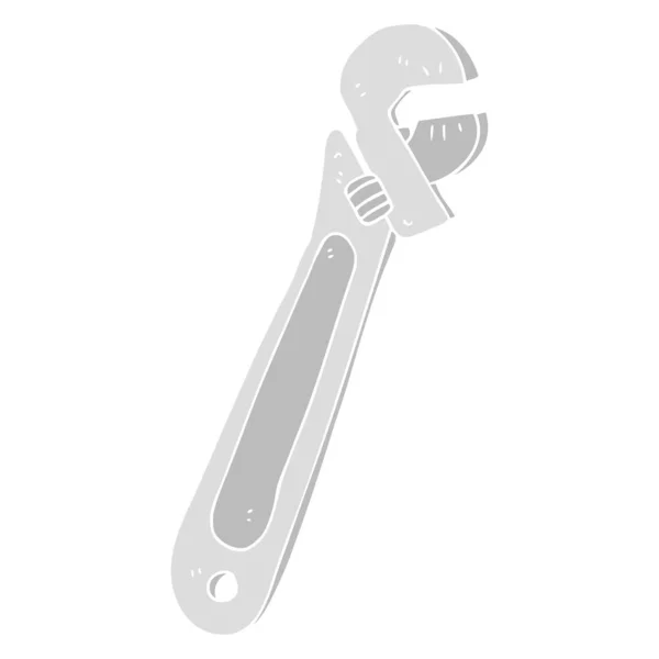 Flat Color Illustration Adjustable Spanner — Stock Vector