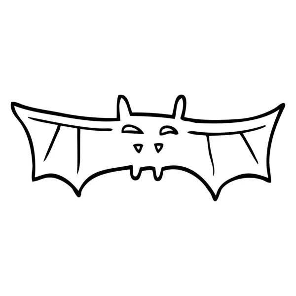 Line Drawing Cartoon Halloween Bat — Stock Vector
