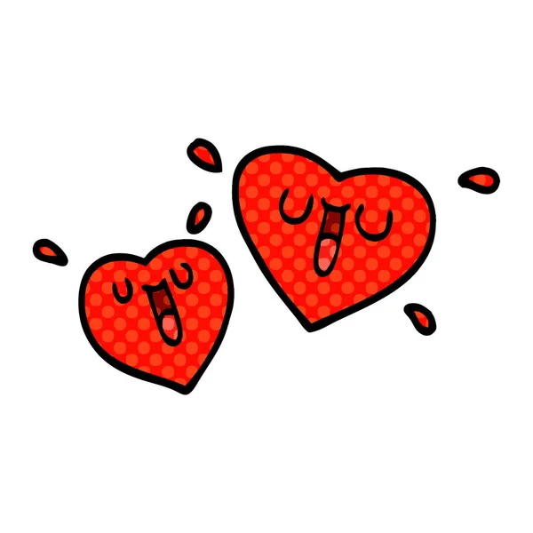 Lycklig Tecknad Doodle Hjärtan — Stock vektor