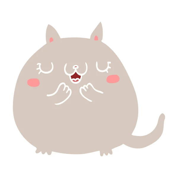 Flache Farbe Stil Cartoon Niedliche Katze — Stockvektor