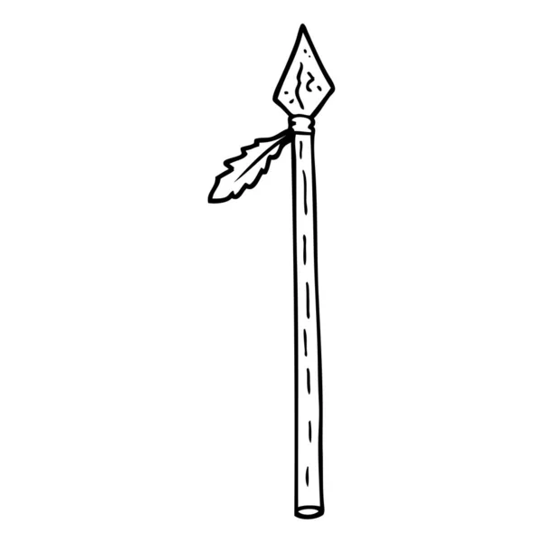 Black White Cartoon Long Spear — Stock Vector