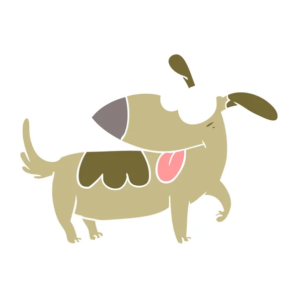 Плоский Цветной Мультфильм Счастливой Собаке — стоковый вектор