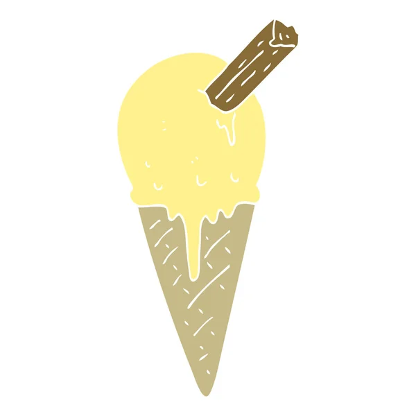 Illustrazione Colori Piatta Del Cono Gelato — Vettoriale Stock