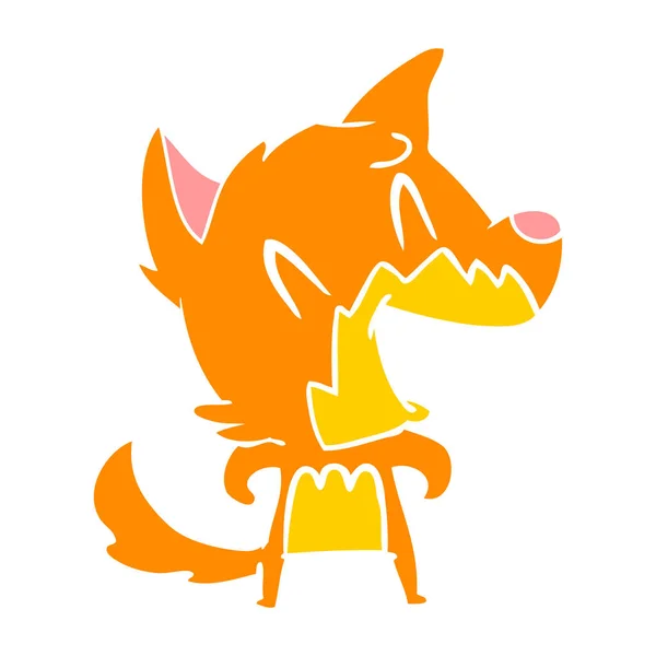 Lachen Fox Egale Kleur Stijl Cartoon — Stockvector